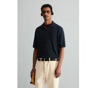 Poloshirt MARC O'POLO DENIM "aus strukturiertem Bio-Baumwoll-Mix", Herren, Gr. S, blau (peppercorn grau), Obermaterial: 75% Baumwolle, 25% Polyamid, unifarben, relaxed fit, Rippbündchen, Shirts (61701