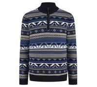OLYMP Casual Regular Fit Strickpullover Zip marine, Jacquardmuster