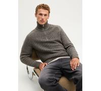 Rollkragenpullover MARC O'POLO "aus Bio-Baumwoll-Schurwoll-Mix", Herren, Gr. L, grau (schwarz braun), Obermaterial: 48% Baumwolle, 41% Schurwolle, 11% Polyamid, unifarben, Pullover Rollkragenpullover