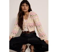Strickcape APRICOT "Pointelle-Strickjacke", Damen, Gr. XL (42), beige (stein), Strick, Obermaterial: 100% Polyacryl PAN., geblümt, Gerippt, Strickjacken, mit Schmetterlings- und Blumenmuster (79380324