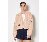 Strickcape APRICOT "Strickjacke", Damen, Gr. M (38), beige (stein), Strick, Obermaterial: 100% Polyester PES., geblümt, Gerippt, Strickjacken, mit Gänseblümchen-Applikation (29525732-38) stein