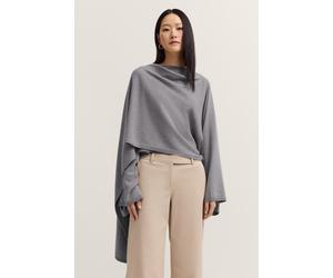 Strickcape BUGATTI "Rundhals-Ausschnitt", Damen, Gr. STÜCK, 250, grau, 40% Wolle, 30% Viskose, 20% Polyamid, 10% Kaschmir, unifarben, normal, Rundhals, gerader Abschluss, Strickjacken, aus Woll-Kaschm