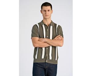 Strickcape LINDBERGH "Cardigan Kurzarm Relaxed Fit", Herren, Gr. L, grün (lt army), Obermaterial: 100% Baumwolle, gestreift, Strickjacken (20164705-L) lt army