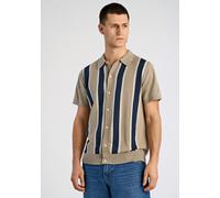 Strickcape LINDBERGH "Cardigan Kurzarm Relaxed Fit", Herren, Gr. M, blau (mid stone), Obermaterial: 100% Baumwolle, gestreift, Strickjacken (47821658-M) mid stone