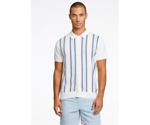 Strickcape LINDBERGH "Cardigan Kurzarm Relaxed Fit", Herren, Gr. XL, weiß (sanftes weiß), Obermaterial: 100% Baumwolle, gestreift, Strickjacken (44937359-XL) sanftes weiß