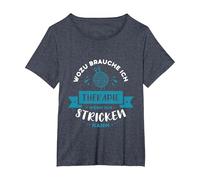 Stricken Hobby Geschenk I Handarbeit Häkeln T-Shirt, Damen Große Größen, Blau Meliert, 4X