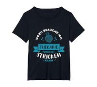 Stricken Hobby Geschenk I Handarbeit Häkeln T-Shirt, Damen Große Größen, Schwarz, 2X
