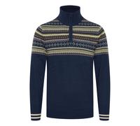 Blend BHGrote Herren Strickpullover Grobstrick Pullover Troyer mit Stehkragen und Reißverschluss Norweger Muster, Größe:3XL, Farbe:Dress Blues (194024)