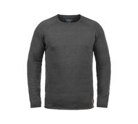 Strickpullover BLEND "BHJohn", Herren, Gr. L, charcoal, Feinstrick, 100% Baumwolle, unifarben, regular fit, Rundhals, Raglanärmel, Pullover Strickpullover, Strickpullover mit aufgerollten Säumen (1849