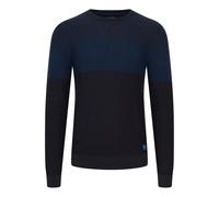 Strickpullover BLEND "BHNapinoa", Herren, Gr. 3XL, blau (marineblaus), Feinstrick, 100% Baumwolle, gestreift, regular fit normal, Rundhals, eingesetzt, Pullover, Stilvoller Feinstrick-Pullover mit Run