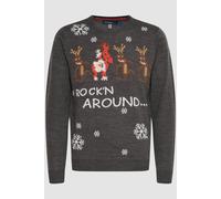 Blend Rudolph Herren Strickpullover Weihnachtspullover Mit Rundhalsausschnitt, Größe:L, Farbe:Charcoal/Dance (70822)