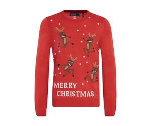Strickfleece-Pullover BLEND "Strickpullover BHRudolph", Herren, Gr. S, rot (pomp rot, christmas), Obermaterial: 100% Polyacryl PAN., Pullover (63977532-S) pomp rot, christmas
