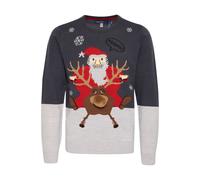 Blend BHRudolph Herren Weihnachtspullover Winter Pullover Strickpullover Weihnachtspulli mit Rundhals-Ausschnitt Regular fit, Größe:2XL, Farbe:Dark Navy/Santa (74676)