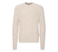Strickfleece-Pullover CASUAL FRIDAY "Strickpullover CFKARL cable crew neck knit with neps", Herren, Gr. XXL, beige (rainy day), Web, Obermaterial: 60% Baumwolle CO. 40% Polyacryl PAN., gemustert, Basi
