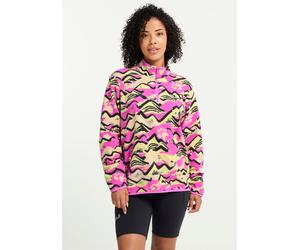 Strickfleece-Pullover JACK WOLFSKIN "PAW ERA 100 PRINT HZ W", Damen, Gr. XXL (48), mountain paw 1, Obermaterial: 100% Polyester, normal, Rundhals, Pullover, aus Strickfleece, mit halbem Reißverschluss
