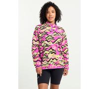 Strickfleece-Pullover JACK WOLFSKIN "PAW ERA 100 PRINT HZ W", Damen, Gr. XXL (48), pink (mountain paw 1), Obermaterial: 100% Polyester, normal, Rundhals, Pullover, aus Strickfleece, mit halbem Reißver