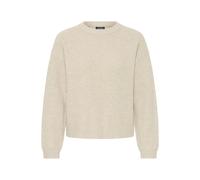Strickfleece-Pullover OXMO "Strickpullover OXBMMOLARA ONECK", Damen, Gr. M, beige (oatmeal melange), Obermaterial: 93% Polyester PES. 5% Wolle mw. 2% Elasthan EL., Pullover (33433931-M) oatmeal melang