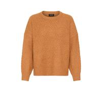 Strickfleece-Pullover OXMO "Strickpullover OXBomma", Damen, Gr. M, braun (braun sugar), Obermaterial: 93% Polyester PES. 5% Wolle mw. 2% Elasthan EL., Pullover (82432023-M) braun sugar