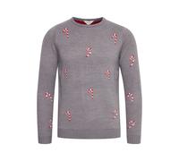 OXMO Christel Damen Weihnachtspullover Winter Pullover Strickpullover Weihnachtspulli mit Rundhalsausschnitt, Größe:S, Farbe:Medium Grey Melange (200687)