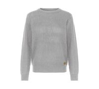 Strickfleece-Pullover OXMO "Strickpullover OXEDNA ONECK", Damen, Gr. M, grau (medium grau melange), Obermaterial: 100% Polyacryl PAN., Pullover (45247317-M) medium grau melange