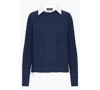Strickfleece-Pullover OXMO "Strickpullover OXFSanvi", Damen, Gr. XS, blau (navy blazer), Obermaterial: 91% Polyester PES. 9% Nylon NY., Pullover (88714646-XS) navy blazer