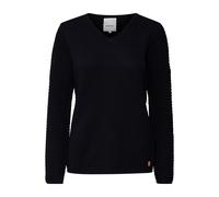 OXMO OXHanna Damen Strickpullover Feinstrick Pullover mit V-Ausschnitt 100% Baumwolle Regular fit, Größe:S, Farbe:Black (194007)