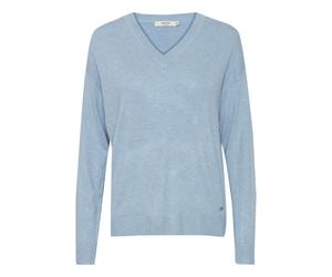 Strickfleece-Pullover OXMO "Strickpullover OXHelle", Damen, Gr. M, blau (blau bell melange), Obermaterial: 80% Viskose CV. 20% Nylon NY., Pullover (75111904-M) blau bell melange