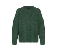 Strickfleece-Pullover OXMO "Strickpullover OXIBOMMA", Damen, Gr. XS, grün (pineneedle), Obermaterial: 93% Polyester PES. 5% Wolle mw. 2% Elasthan EL., Pullover (93980225-XS) pineneedle