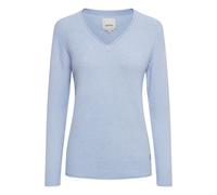 Strickfleece-Pullover OXMO "Strickpullover OXIlva", Damen, Gr. L, blau (brunnera blau melange), Obermaterial: 74% Polyacryl PAN. 23% Nylon NY. 3% Elasthan EL., Pullover (24077244-L) brunnera blau mela
