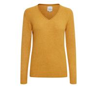 Strickfleece-Pullover OXMO "Strickpullover OXIlva", Damen, Gr. S, gelb (honey mustard melange), Obermaterial: 74% Polyacryl PAN. 23% Nylon NY. 3% Elasthan EL., Pullover (67590014-S) honey mustard mela