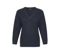 Strickfleece-Pullover OXMO "Strickpullover OXISANDIE LS", Damen, Gr. L, blau (total eclipse), Obermaterial: 50% Polyacryl PAN. 50% Polyacryl PAN recyc.., Pullover (22726641-L) total eclipse