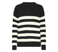 Strickfleece-Pullover OXMO "Strickpullover OXKAVINA", Damen, Gr. S, schwarz (true schwarz), Obermaterial: 70% Baumwolle CO recyc.. 30% Polyester Pol. recyc.., Pullover (82544663-S) true schwarz