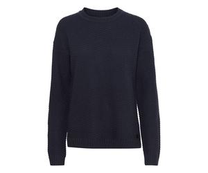 Strickfleece-Pullover OXMO "Strickpullover OXMilla", Damen, Gr. L, blau (total eclipse), Obermaterial: 60% Polyacryl PAN. 40% Baumwolle CO., Pullover (63762828-L) total eclipse