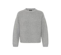 Strickfleece-Pullover OXMO "Strickpullover OXMolara", Damen, Gr. M, grau (mid grau melange), Obermaterial: 93% Polyester PES. 5% Wolle mw. 2% Elasthan EL., Pullover (20071903-M) mid grau melange