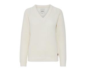 Strickfleece-Pullover OXMO "Strickpullover OXNanny", Damen, Gr. L, weiß (cloud dancer), Obermaterial: 85% Polyacryl PAN. 15% Wolle WO., Pullover (62564642-L) cloud dancer