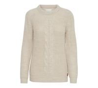 Strickfleece-Pullover OXMO "Strickpullover OXNatasja", Damen, Gr. L, beige (cement melange), Obermaterial: 85% Polyacryl PAN. 15% Wolle WO., Pullover (30562026-L) cement melange