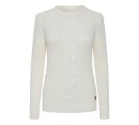 Strickfleece-Pullover OXMO "Strickpullover OXNatasja", Damen, Gr. L, weiß (cloud dancer), Obermaterial: 85% Polyacryl PAN. 15% Wolle WO., Pullover (16029345-L) cloud dancer