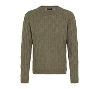 Strickfleece-Pullover OXMO "Strickpullover OXSinva", Damen, Gr. XS, grün (smokey olive melange), Obermaterial: 76% Polyacryl PAN. 21% Polyester PES. 3% Elasthan EL., Pullover (81828551-XS) smokey oliv