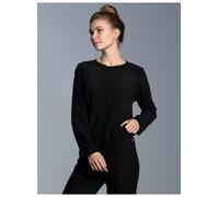Strickfleece-Pullover TRIGEMA "TRIGEMA Fleece-Rundhalsshirt", Damen, Gr. XXL, schwarz, 100% Polyester, Basic, Pullover (410657-XXL) schwarz