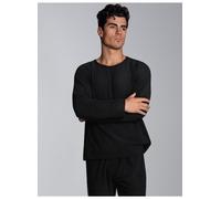 Strickfleece-Pullover TRIGEMA "TRIGEMA Fleece-Rundhalsshirt", Herren, Gr. 3XL, schwarz, 100% Polyester, Basic, Pullover (440228-XXXL) schwarz