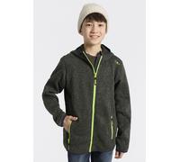 Strickfleecejacke CMP "KID JACKET FIX HOOD", Jungen, Gr. 140, pine lighter, Strick, Obermaterial: 100% Polyester, hoch geschlossener Ausschnitt, eingefasste Kante, Jacken (75688101-140) pine lighter