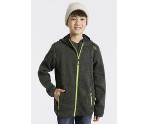 Strickfleecejacke CMP "KID JACKET FIX HOOD", Jungen, Gr. 140, pine lighter, Strick, Obermaterial: 100% Polyester, hoch geschlossener Ausschnitt, eingefasste Kante, Jacken (75688101-140) pine lighter