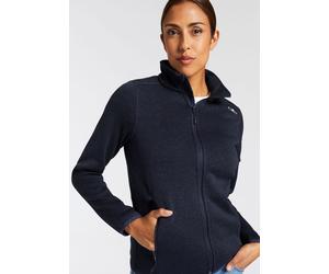 Strickfleecejacke CMP "KNITTED MELANGE FLEECE WOMAN JACKET", Damen, Gr. 38, blau (b. blau), Strick, Obermaterial: 100% Polyester, normal, eingefasste Kante, Jacken, Wärmeisolierend & Schnell trocknend
