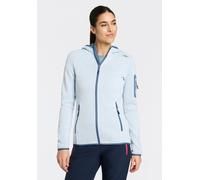 Strickfleecejacke CMP "KNITTED MELANGE HOODY WOMAN HOODY JACKET", Damen, Gr. 44, sky blau, bia, Strick, Obermaterial: 100% Polyester, hoch geschlossener Ausschnitt, eingefasste Kante, Jacken, Ünbergan