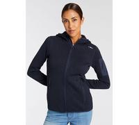 Strickfleecejacke CMP "KNITTED MELANGE HOODY WOMAN HOODY JACKET", Damen, Gr. 46, blau (b. blau), Strick, Obermaterial: 100% Polyester, hoch geschlossener Ausschnitt, eingefasste Kante, Jacken, Ünberga