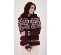Strickfleecejacke DEPROC ACTIVE "ANNAPURNA", Damen, Gr. 36/38 (M), rot (weinrot), Obermaterial: 100% Wolle; Futter: 100% Polyester, gerader Abschluss, Jacken, mit Kapuze und weichem Fleece gefüttert (