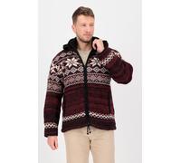 Strickfleecejacke DEPROC ACTIVE "LHOTSE MEN", Herren, Gr. L (52), rot (weinrot), Obermaterial: 100% Wolle; Futter: 100% Polyester, gerader Abschluss, Jacken, mit Kapuze und weichem Fleece gefüttert (4