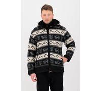 Strickfleecejacke DEPROC ACTIVE "LHOTSE MEN", Herren, Gr. XL (54), grau, Obermaterial: 100% Wolle; Futter: 100% Polyester, gerader Abschluss, Jacken, mit Kapuze und weichem Fleece gefüttert (37827933-