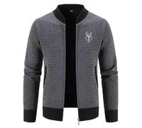 Strickfleecejacke Herren, Janker Herren Tracht Strickjacke Jacken Winterpullover Pullover Jacke Business Outfit Mit Reissverschluss Strickjacken Sweatjacke Ohne Kapuze Winter