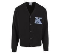 Strickfleecejacke KARL KANI "Karl Kani Star K Knit Cardigan", Herren, Gr. M, schwarz, 60% Baumwolle, 40% Polyacryl, mehrfarbig, normal, amerikanischer Ausschnitt, Jacken (34991948-M) schwarz